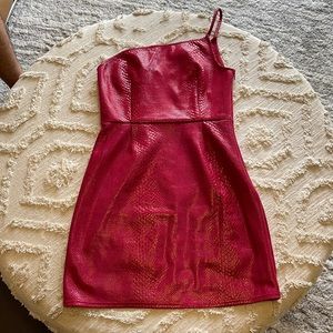Red reptile one shoulder dress